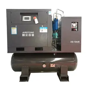 Factory price silent type 4 in 1 8bar 1.1m3/min all in one 7.5 kw vsd Industrial screw air compressor with tank