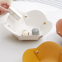 Vente flash - Plateau de rangement pliable en cuir PU à motif floral pour femmes, cosmétiques, bijoux, décorations de bureau modernes et minimalistes