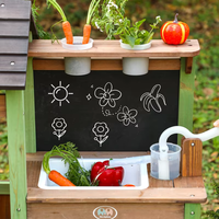 Ensemble de jeu de ferme en bois Montessori pour l'extérieur, avec puits d'eau, cuisine de boue, jardinières, clôture pour animaux et tableau noir double face, jouet d'imitation pour enfants