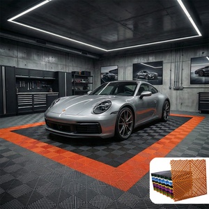 Dalles de Sol de Lavage de Voiture Antidérapantes en Plastique Modernes pour <span class=keywords><strong>Garage</strong></span>, Ventilation Extérieure et Intérieure avec Motif Damier, Conception Emboîtable - Product Image 1
