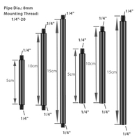Tige d'extension flexible en alliage d'aluminium noir, filetages mâle-femelle 1/4 "-20 M8, support multi-tailles pour équipement d'éclairage de caméra