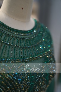 Ruolai baju pesta lengan panjang untuk wanita, gaun malam lengan panjang leher-o, gaun pesta dansa lengan Puff, gaun putri duyung untuk wanita - Product Image 5