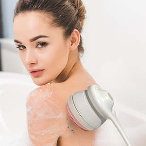Uzun saplı su geçirmez elektrikli banyo geri Scrubber IPX7 duş vücut temizleme fırçaları peeling masaj için <span class=keywords><strong>3</strong></span> fırça başlıkları - Product Image 3