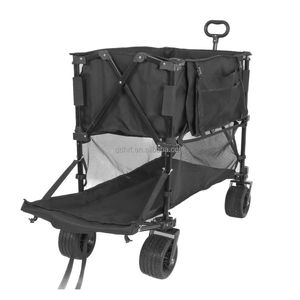 Chariot de camping pliable à double étage avec poignée réglable, grande roue, poche latérale sur le hayon, sport, extérieur - Product Image 3