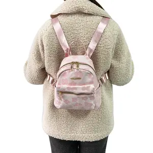 Fashionable Hot Sale Polyester Daily Flower Full Printed Mini Cute Backpack Lady Girls Schoolbag Knapsack With Adjustable Strap