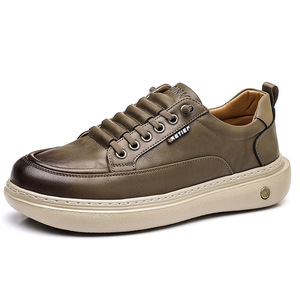 Zapatos casuales blancos con punta redonda y suela de goma antideslizante para hombre, estilo cómodo para caminar. - Product Image 5