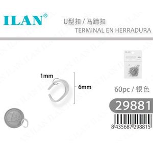 Terminale in argento con fibbia tipo ILAN U da 6 mm per la creazione di gioielli, 60 pezzi - Product Image 3