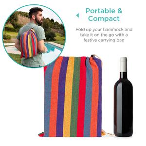 Hamaca portátil de algodón para jardín con precio al por mayor, hamaca de tela cómoda, soporta hasta 660 libras, ideal para acampar, al aire libre - Product Image 2