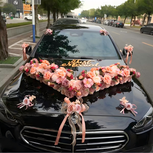 Decorazioni Floreali Artificiali a Forma di V per Auto Nuziale, Composizioni Floreali 'Just Married' per Eventi Matrimoniali - Product Image 6