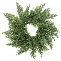Couronne de bougies artificielle réaliste en cèdre de 30 cm, fausse couronne de cèdre pour porte-bougie, décoration de centre de table de Noël