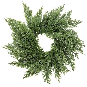 リアルな人工常緑キャンドルリング30cm、ピラーキャンドルホルダー用フェイクシダーリース、クリスマスのテーブルセンターピースデコレーション - Product Image 4