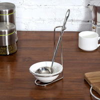 Équipement pour ustensiles de buffet de restaurant Support pour plats de service Porte-cuillère à soupe en acier inoxydable Louche à soupe avec support