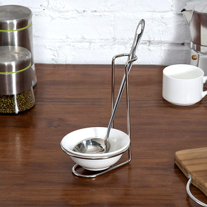 Ristorante Buffet utensile per servire piatti Stand in acciaio inox cucchiaio <span class=keywords><strong>porta</strong></span> zuppa <span class=keywords><strong>mestolo</strong></span> con supporto - Product Image 4