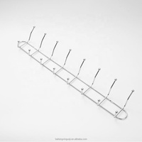 Porte-manteau mural double rangée en acier au carbone de qualité professionnelle, argenté électrolytique, 8 crochets, pour dortoir et couloir