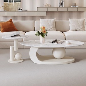 Bắc Âu hiện đại tối giản hình bầu dục bàn trà ý kem phong cách cho căn hộ nhỏ ánh sáng sang trọng cho phòng khách hoặc cà phê không gian - Product Image 3