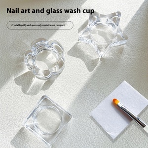 Vaso Profesional de Vidrio Sólido para Lavar Pinceles de Uñas, para Salones de Belleza, con Diseño de Pétalos de Estrella - Product Image 1