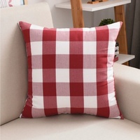 Housse de coussin décorative Kongyu Home Textiles, rouge et blanc, à carreaux et rayures, lot de 4, pour canapé