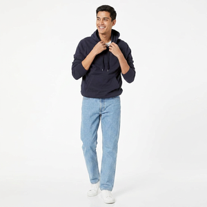 Sweat-shirts à capuche pour hommes en coton et polyester, dos brossé, polaire inversé, avec surpiqûres contrastées - Product Image 1