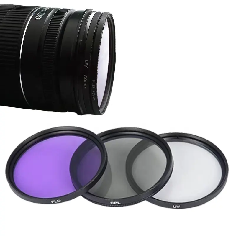 Novo 49MM 52MM 55MM 58MM 62MM 67MM 72MM 77MM UV CPL Filtro de Lente FLD 3 em 1 Filtros de Câmera UV Protetor CPL Filtro com Saco de Lente