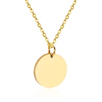 Collier avec pendentif rond Simple en acier inoxydable, bijou plaqué or, avec pièces gravées