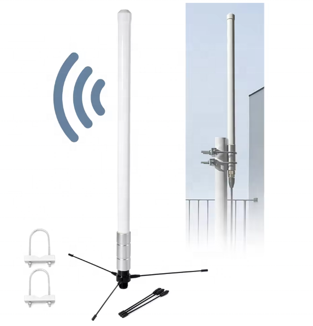 144/430MHz VHF UHF Dual Band Fiberglass Waterproof Outdoor Base Antenna with Mounting Bracket Ground Plane Kit for Two Way Radio