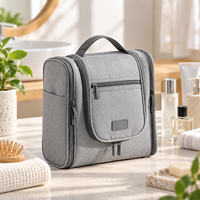 Trousse de Toilette de Voyage Multifonctionnelle en Polyester à Double Ouverture, Capacité Moyenne, Imperméable, Fermeture Éclair, Rangement Suspendu