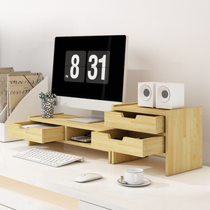 Bureau en bois massif à faire soi-même, support de moniteur à 2 niveaux avec étagères de rangement <span class=keywords><strong>pour</strong></span> ordinateur, iMac, <span class=keywords><strong>imprimante</strong></span>, ordinateur <span class=keywords><strong>portable</strong></span> - Product Image 3