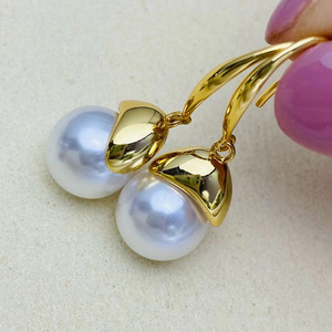 Accessoire pour boucles d'oreilles en argent S925, perles rondes de 9 à 13 mm avec crochet d'oreille simple 22140, support vide pour cache-cernes - Product Image 3