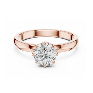 Anillo de Compromiso Solitario Redondo de Oro Amarillo con Engaste de Corona, Anillo de Diamantes Vintage con Filigrana, Joyería Nupcial Elegante y Clásica - Product Image 5