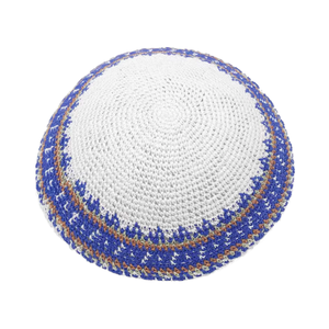 Gorro redondo de estilo judío tejido a mano, hecho de algodón puro; gorro redondo judío de punto; gorro redondo judío de ganchillo. - Product Image 4