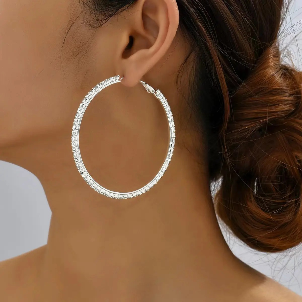 Wholesale accessories Hot sell Fashionable round Exaggeration diamond earrings for women
