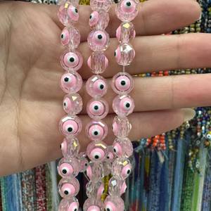 Perles rondes en verre turc transparent de couleur mélangée en gros, 10 mm, pour la fabrication de bijoux en cristal, accessoires de collier - Product Image 4