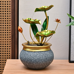 Fontaine d'eau en fer forgé avec anneau lumineux, humidificateur Feng Shui de table, diffuseur d'aromathérapie, cadeau pour le salon - Product Image 2