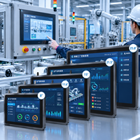 PC Industri All-in-One Kecerahan Tinggi dengan Layar Sentuh, Panel PC Industri Tahan Air IP65 untuk Pemasangan di Dinding