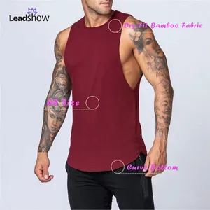 Custom Logo Zwarte Tank Top Fitness Slijtage Mannen Eco Vriendelijke Bamboe Tee Shirts Workout Kleding Plus Size Sport Gym Mannen vesten