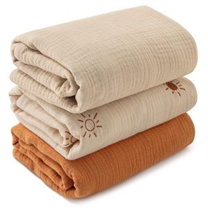 Couvertures d'emmaillotage en mousseline bio, couleur unie, super douces, imprimées sur mesure, 2 couches, couverture douce pour bébé - Product Image 3