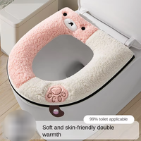 A0088 Ensemble de tapis de toilette en peluche imperméable et chaud avec poignée en forme de patte d'ours, couleur universelle assortie, sans couche intermédiaire