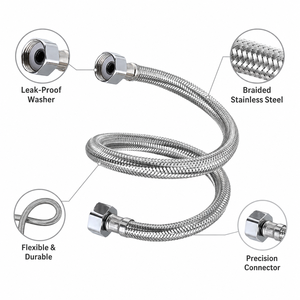 Tuyau de douche tressé en acier inoxydable 304, résistant aux éclats, <span class=keywords><strong>flexible</strong></span>, avec raccord G1/2 pour toilettes et plomberie de salle de bain - Product Image 2