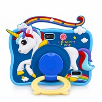 Tablet Anak 7 Inch Android 8.1 2GB 16GB WiFi 1024x600 Biru Tablet PC Anak dengan Casing Silikon Unicorn dan Penyangga