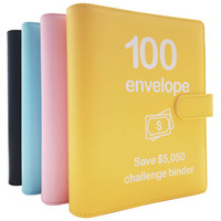 Carnet de notes en cuir PU moderne A5 avec enveloppes d'argent planificateur d'argent pour épargner défi d'argent