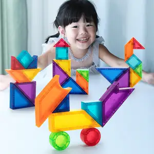 61/68pcs Magnet Block Classic Magnetic Tiles 100 pcs Tangram Puzzle preschool Education Teaching Aids Intellgence Toy With Cards