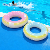 Bouée de natation gonflable Mart Gradient Pastel avec poignées, flotteur de piscine ombré à lettres imprimées, bouée de natation durable en PVC pour adulte