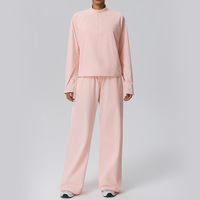 Ensemble de vêtements de sport pour femmes, veste coupe-vent à demi-zip, veste de sport, pantalon à jambes larges avec cordon de serrage, 2 pièces