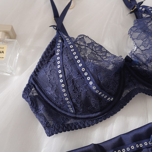 Mbd4357 Dameskleding Sexy Blauwe Mesh Lingerie Panty En Bh Kousenband Sets Luxe Lingerie Fabrikant Sexy Voor Vrouw Ondergoed - Product Image 5