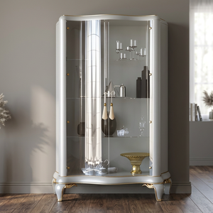 Meuble de salon moderne personnalisable en bois d'acajou massif sculpté à la main Murica Luxury, vitrine, mobilier de maison - Product Image 3