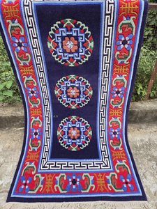 Alfombra Tibetana Medallón Anudada a Mano Oushak Antigua de Alta Demanda: Alfombra de Lana Tallada en 3D - Product Image 4