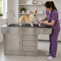 Table de Traitement Vétérinaire XY ACC01 avec Construction en Acier Inoxydable 304, Robinet, Évier et Armoire de Rangement Intégrée