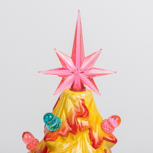 Co-Arts En Gros Arbre De Noël En Céramique Jaune Avec Lumière Lampada Navidad Arbres De Noël Festival Décorations Créatives Arvores - Product Image 3