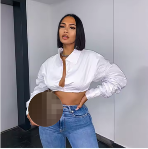 Kadın giysisi sonbahar giysileri yeni bluz siyah beyaz düzensiz tasarımlar kadınlar için kırpma üst aşağı kıvrılan yakalı gömlek bluzlar - Product Image 1