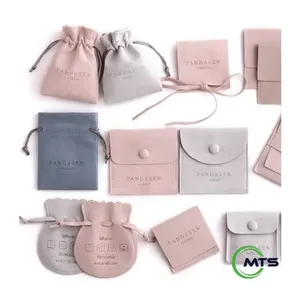 Moatain Logo personalizzato gioielli collana imballaggio ciondolo sacchetto di lusso viola pelle scamosciata microfibra busta gioielli borsa
